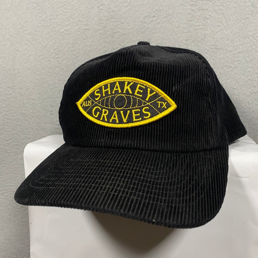 Seager Shakey Graves Hat Unisex OS Black Corduroy Snapback Austin TX Patch Cap